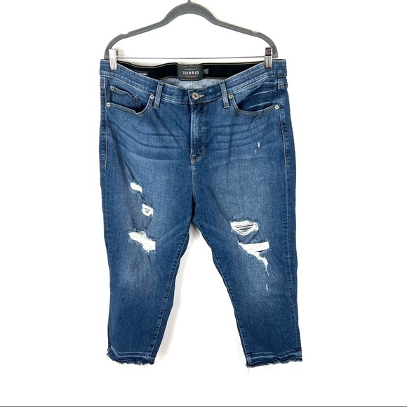 torrid Denim - Torrid Sky High Skinny Crop Distressed Jeans